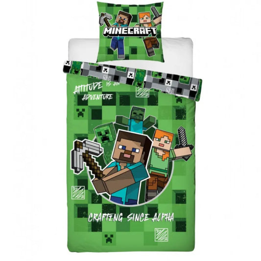 Minecraft Gamer Steve Alex Mikrofaser Bettwäsche Set 135/140x200 63x63 cm - WS-Trend.de