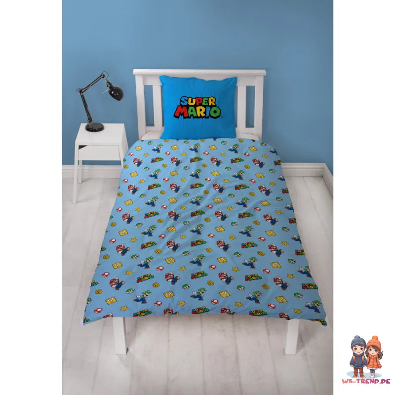 Super Mario Bros Mikrofaser Bettwäsche Set 135/140x200 63x63 cm - WS-Trend.de