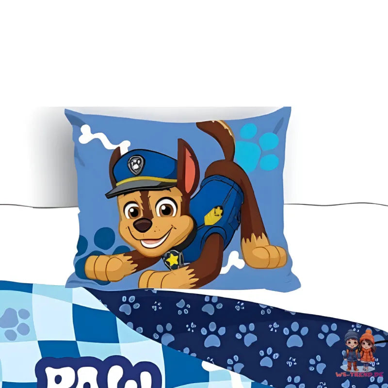 Paw Patrol Chase 2tlg Kinder Jungen Bettwäsche Set 135x200 80x80 cm Baumwolle - WS-Trend.de