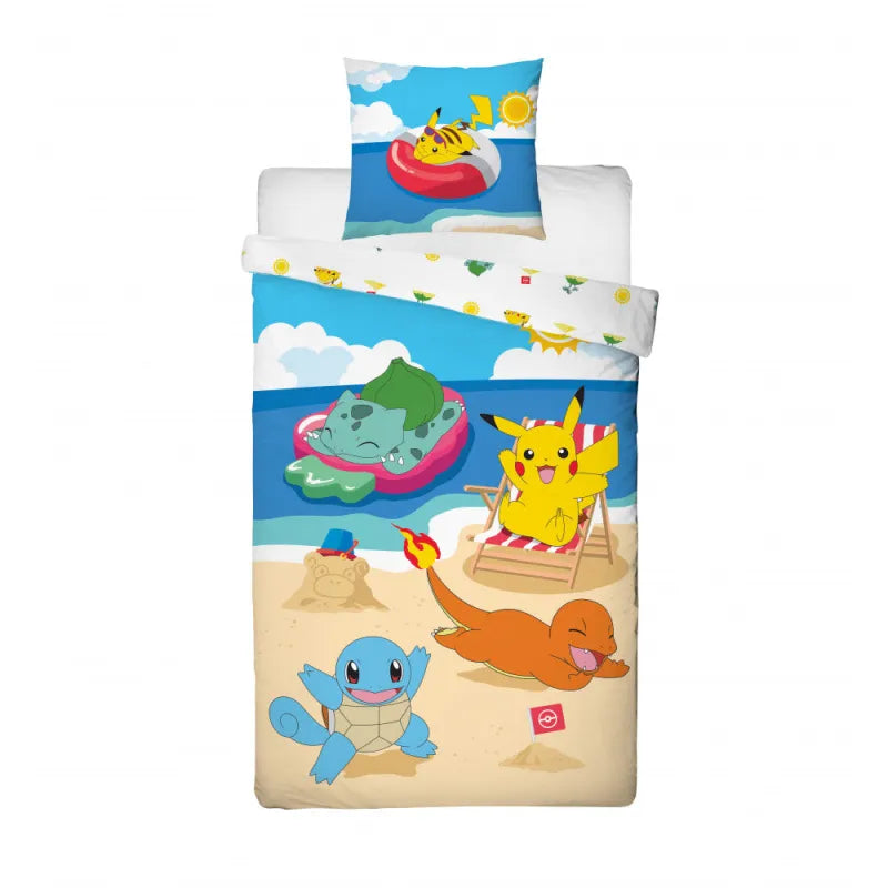 Pokemon Pikachu Beach Mikrofaser Bettwäsche 2 tlg Set 135-140x200 63x63 cm - WS-Trend.de