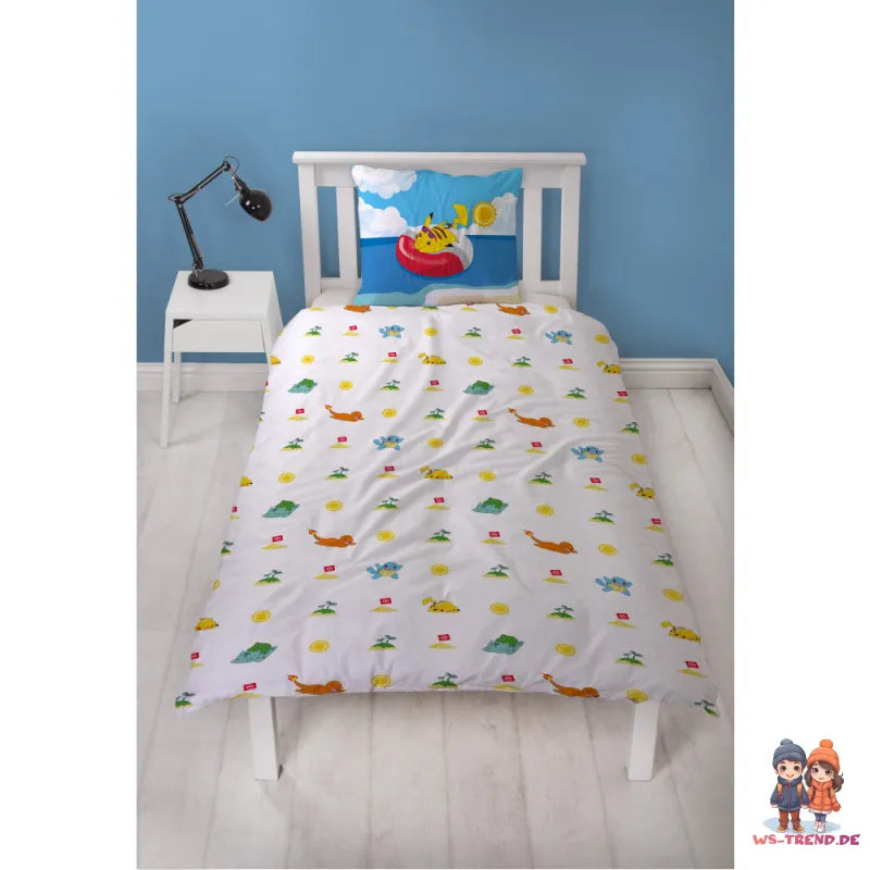 Pokemon Pikachu Beach Mikrofaser Bettwäsche 2 tlg Set 135-140x200 63x63 cm - WS-Trend.de
