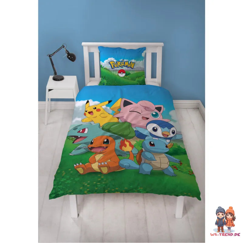 Pokemon Pikachu and Friends Mikrofaser Bettwäsche 2 tlg Set 135-140x200 63x63 cm - WS-Trend.de