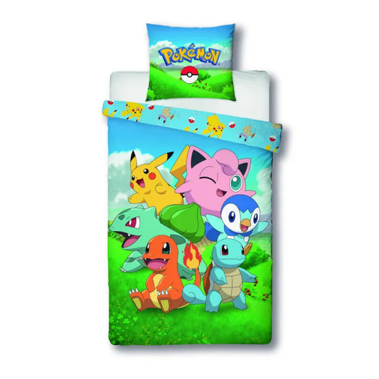 Pokemon Pikachu and Friends Mikrofaser Bettwäsche 2 tlg Set 135-140x200 63x63 cm - WS-Trend.de