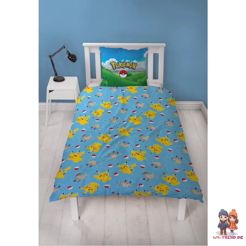 Pokemon Pikachu and Friends Mikrofaser Bettwäsche 2 tlg Set 135-140x200 63x63 cm - WS-Trend.de