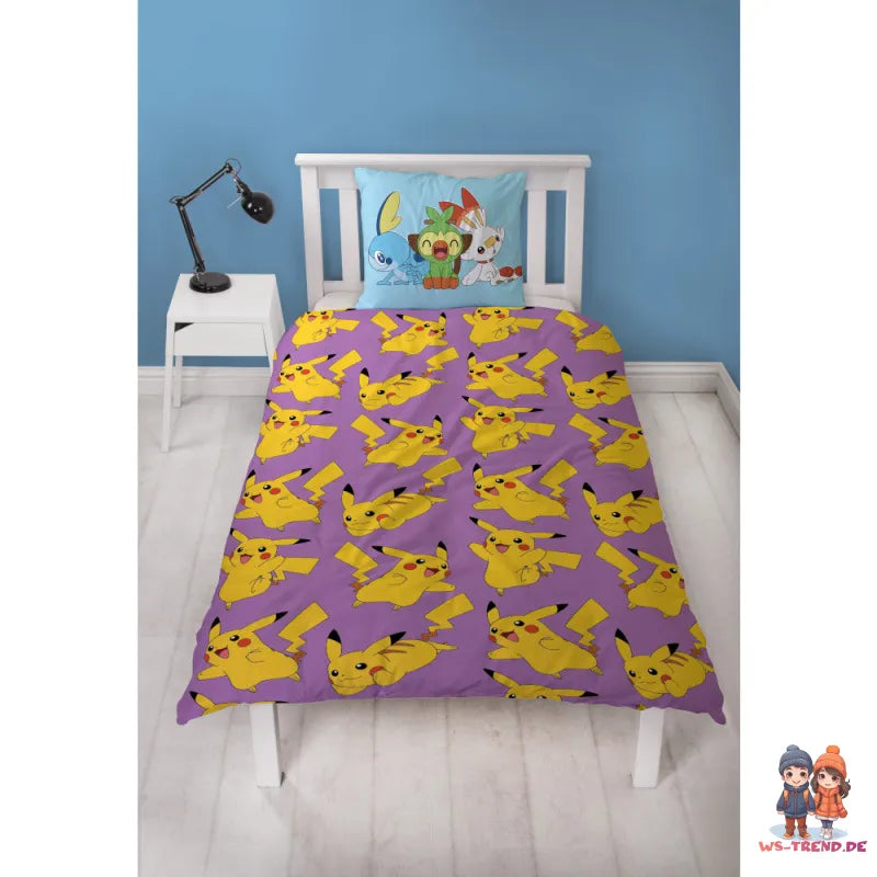 Pokemon Pikachu Mikrofaser Bettwäsche 2 tlg Set 135-140x200 63x63 cm - WS-Trend.de