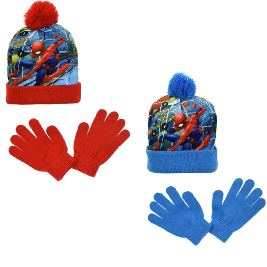 Spiderman Kinder Herbst Winter Set Mütze plus Handschuhe WS Trend.de Kindermütze 52 54