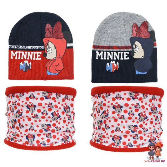 Disney Minnie Maus 2teiliges Set Kinder Herbst Wintermütze plus Loop - WS-Trend.de