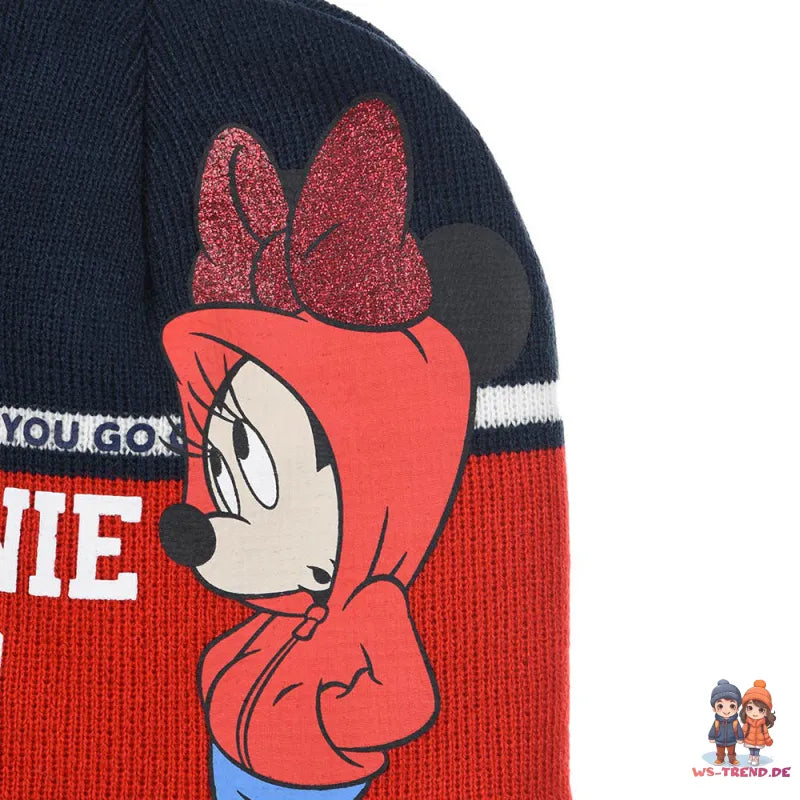 Disney Minnie Maus 2teiliges Set Kinder Herbst Wintermütze plus Loop - WS-Trend.de