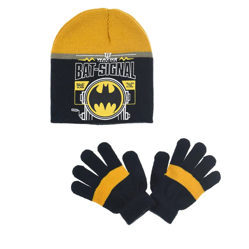 Batman DC Comics Kinder 2tlg Set Herbst Wintermütze plus Handschuhe - WS-Trend.de Gr. 52 54