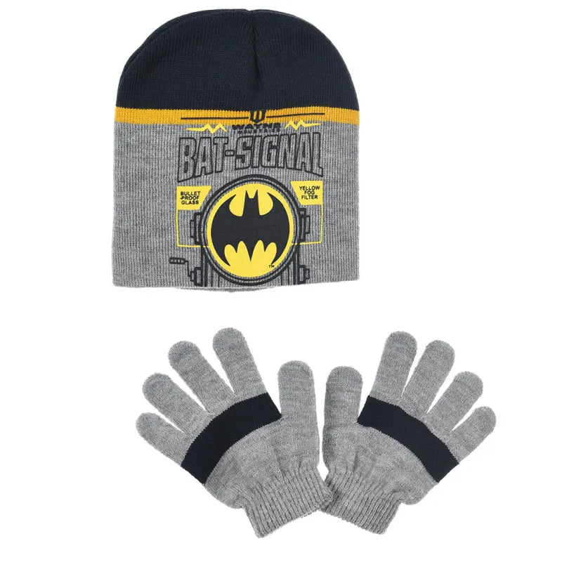 Batman DC Comics Kinder 2tlg Set Herbst Wintermütze plus Handschuhe - WS-Trend.de Gr. 52 54