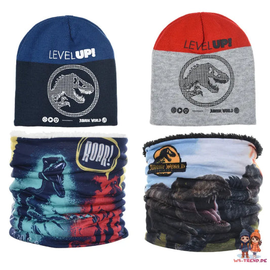 Jurassic World Dinosaurier Dino Kinder Herbst Wintermütze mit Loop Snood - WS-Trend.de 52 54