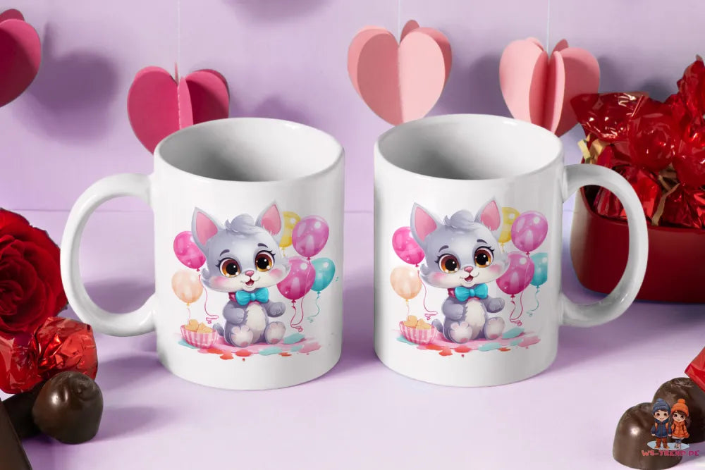 Süße Katze Kätzchen Kinder Teetasse Tasse Geschenkidee - WS-Trend.de Geschenk 330 ml