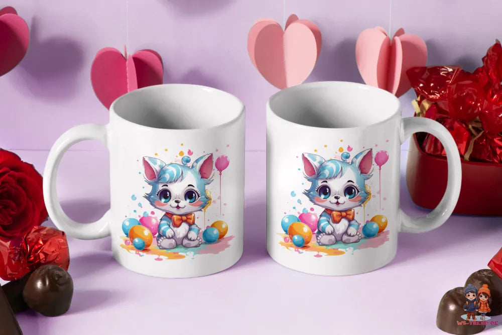 Süße Katze Kätzchen Kinder Teetasse Tasse Geschenkidee - WS-Trend.de Geschenk 330 ml