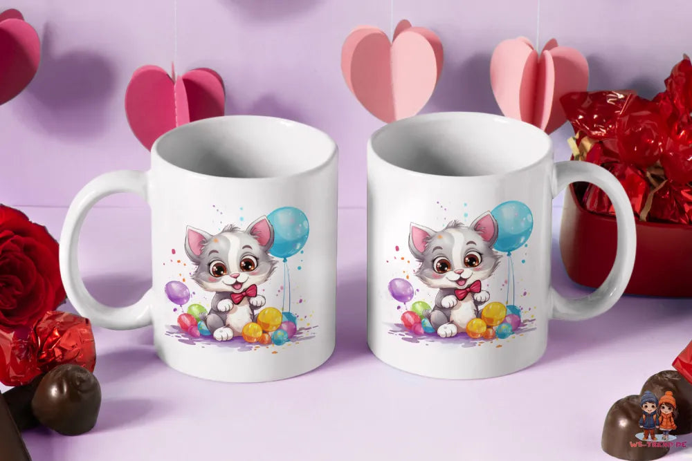 Süße Katze Kätzchen Kinder Teetasse Tasse Geschenkidee - WS-Trend.de Geschenk 330 ml