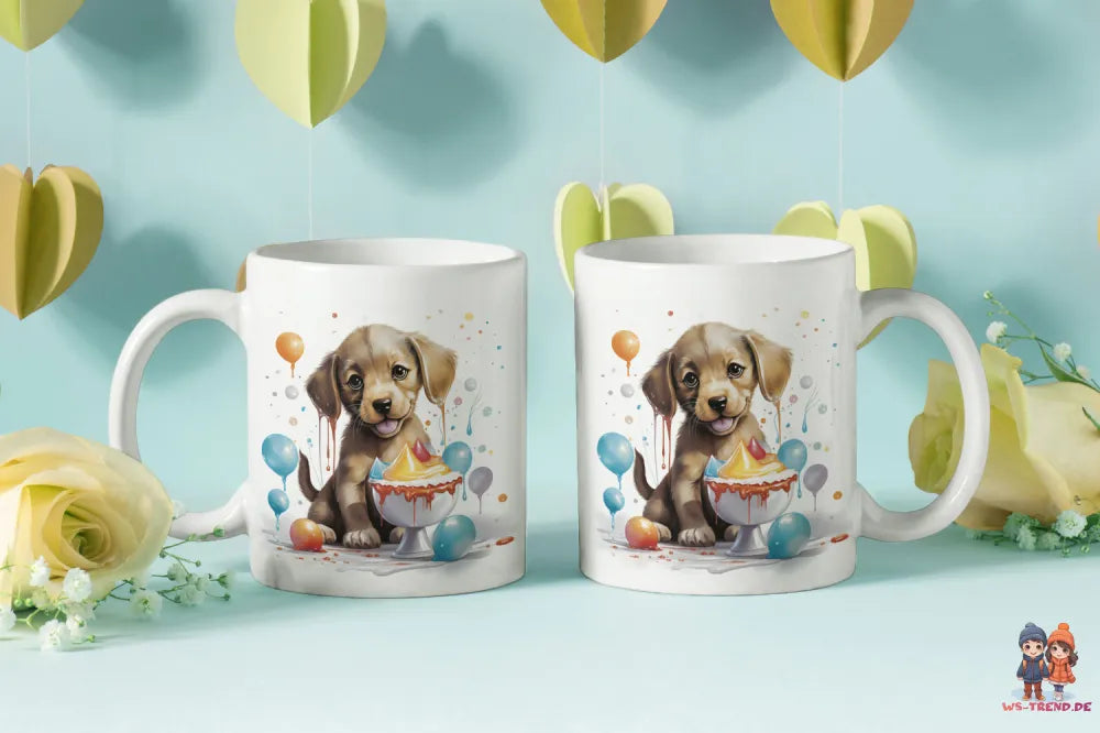 Süßer Hund Hündchen Kinder Teetasse Tasse Geschenkidee 330 ml - WS-Trend.de