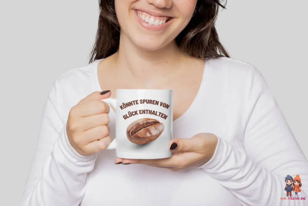 Kann Spuren von Glück enthalten Keramik Kaffeetasse Teetasse Tasse Geschenkidee - WS-Trend.de