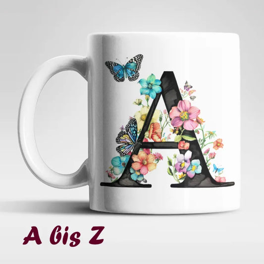 Name A bis Z Blumen Schmetterlinge Kaffeetasse Teetasse Tasse Geschenkidee - WS-Trend.de