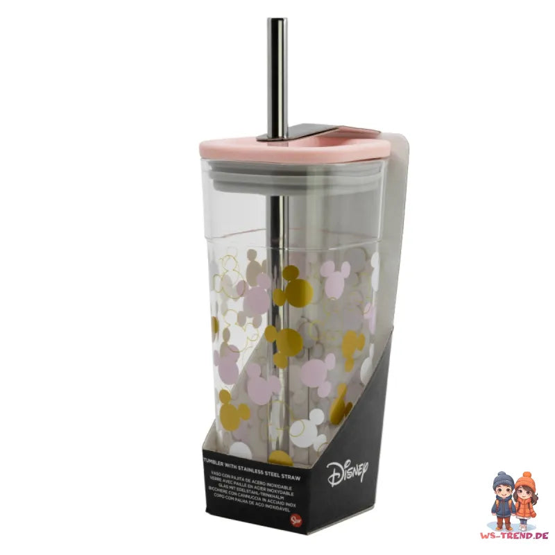 Disney Mickey Maus Trinkbecher Becher mit Edelstahl Trinkhalm 540 ml - WS-Trend.de