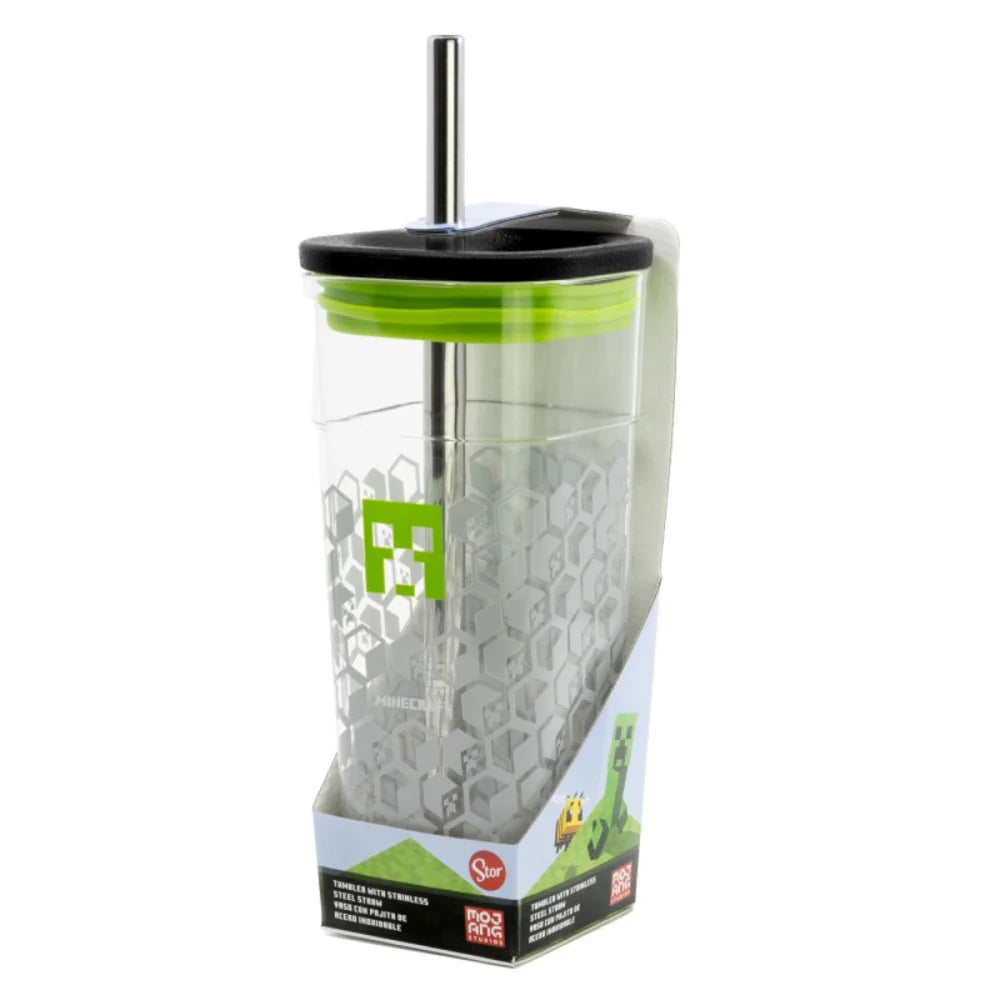 Minecraft Creeper Trinkbecher Becher mit Edelstahl Trinkhalm 540 ml - WS-Trend.de