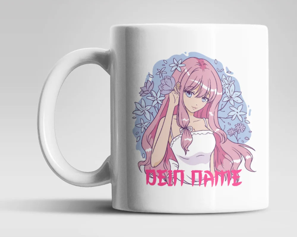 Anime Sweet Girl Tasse mit Wunschnamen - WS-Trend.de Kakao Kaffeetasse Teetasse