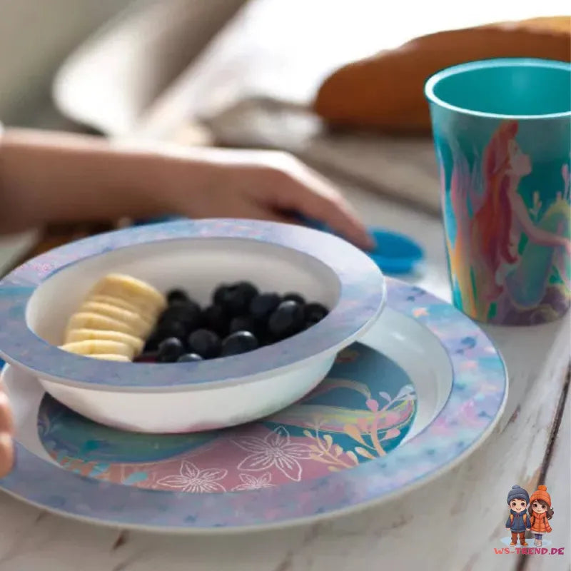 Disney Arielle Kinder Geschirr-Set 3 teilig Becher Teller Schüssel - WS-Trend.de