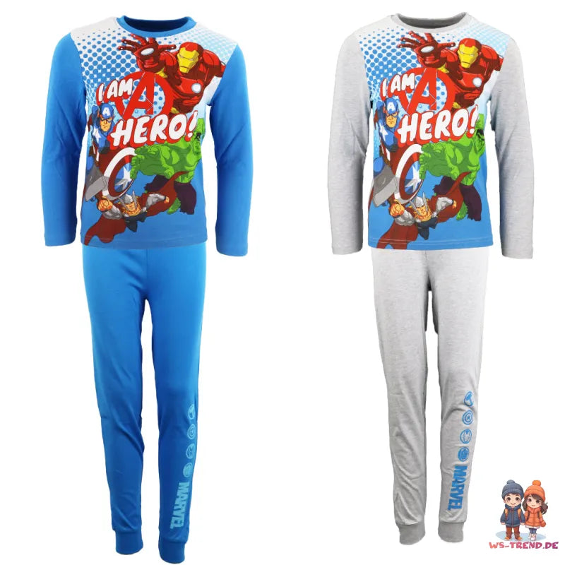 Marvel Avengers Kinder Schlafanzug Pyjama lang - WS-Trend.de Jungen Sleepwear 104-134