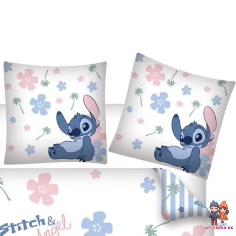 Disney Stitch Blau Kinder Mikrofaser Bettwäsche 2tlg. Set 135-140x200 65x65 cm - WS-Trend.de Baumwolle