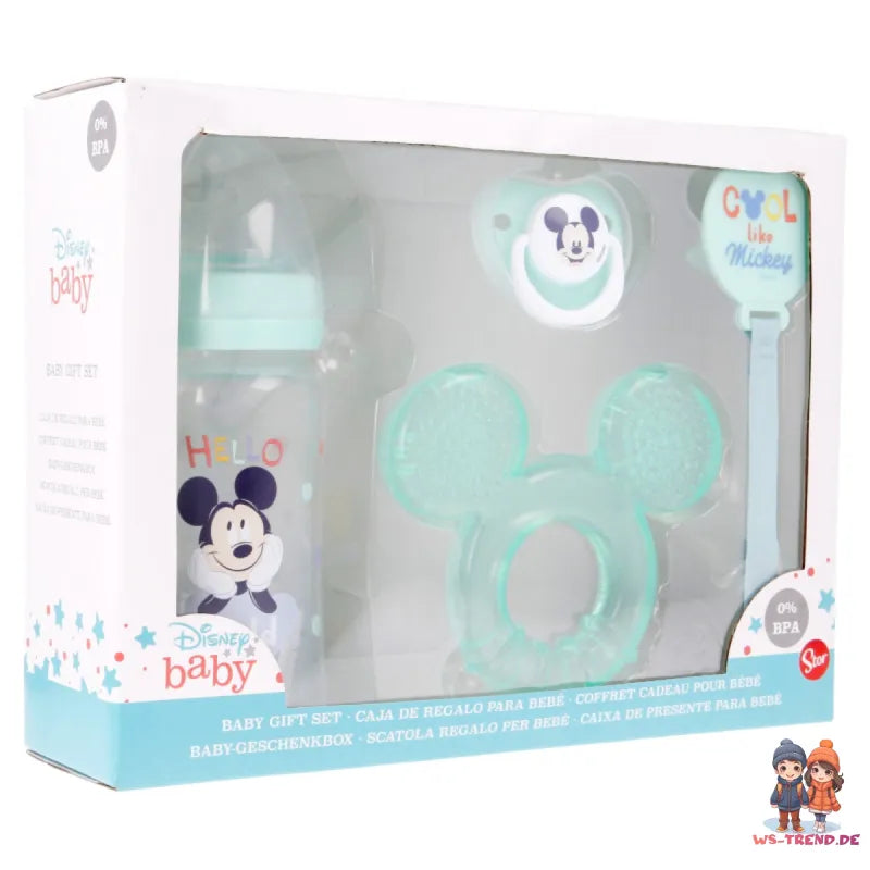 Disney Baby Mickey Maus Flasche Schnuller Schnullerhalter und Beißring - WS-Trend.de