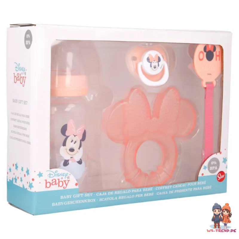 Disney Baby Minnie Maus Geschenkset Flasche Schnuller Schnullerhalter Beißring - WS-Trend.de