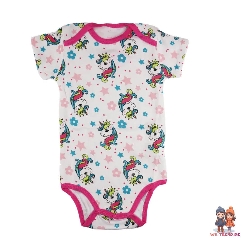 Baby 2er Pack kurzarm Body Strampler - WS-Trend.de Schlafanzug Gr. 68 - 92 Einhorn Vogel