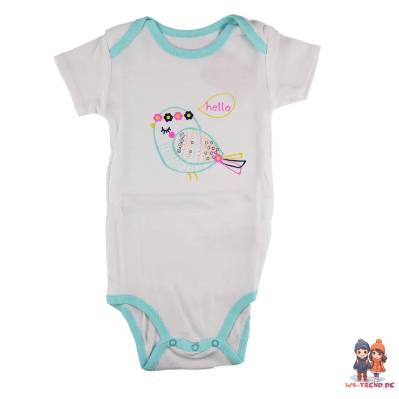 Baby 2er Pack kurzarm Body Strampler - WS-Trend.de Schlafanzug Gr. 68 - 92 Einhorn Vogel