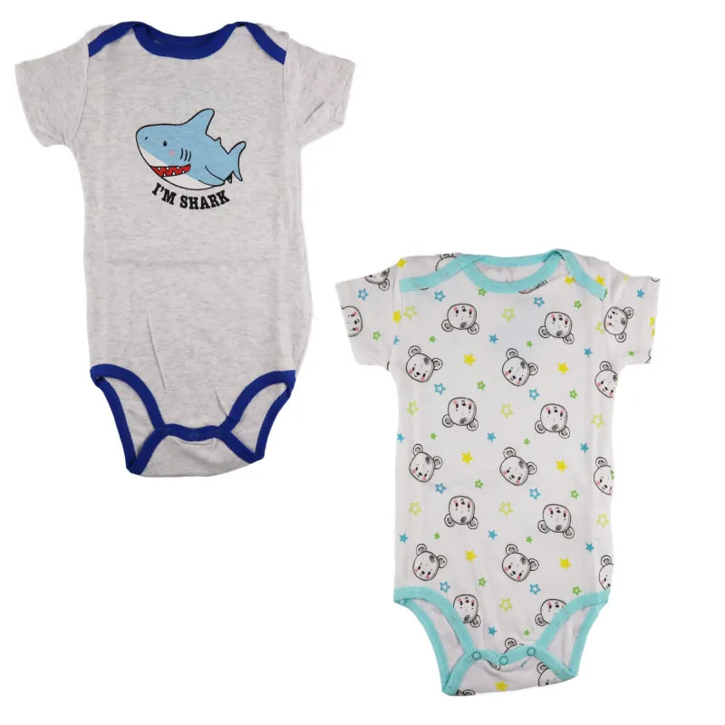 Baby 2er Pack kurzarm Body Strampler Jungen - WS-Trend.de Schlafanzug Gr. 68 - 92 kleiner Hai Bärchen