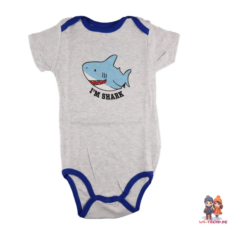 Baby 2er Pack kurzarm Body Strampler Jungen - WS-Trend.de Schlafanzug Gr. 68 - 92 kleiner Hai Bärchen