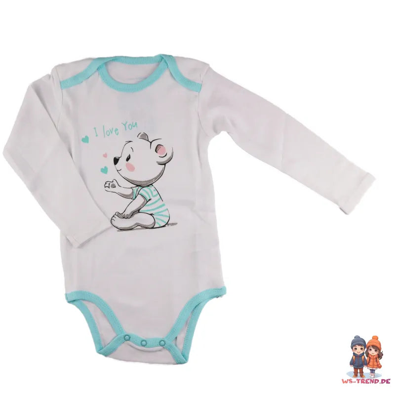 Baby 2er Pack langarm Jungen Body Strampler - WS-Trend.de Schlafanzug Gr. 62 bis 92 Dinos Bärchen