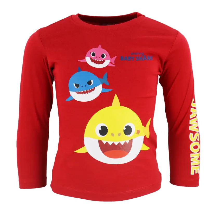 Baby Shark Hai Kinder Langarmshirt - WS-Trend.de Jungen langarm Shirt 92-116 100% Baumwolle