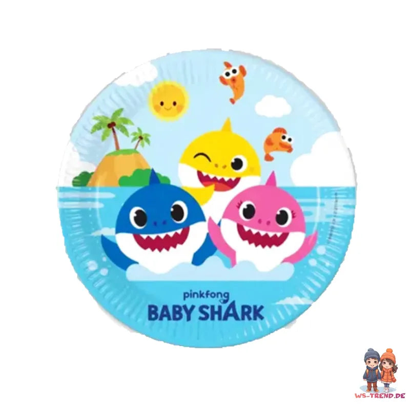 Baby Shark Geburtstag Deko Set 36tlg.Geschirr Partyset - WS-Trend.de Kinder Kindergeburtstag