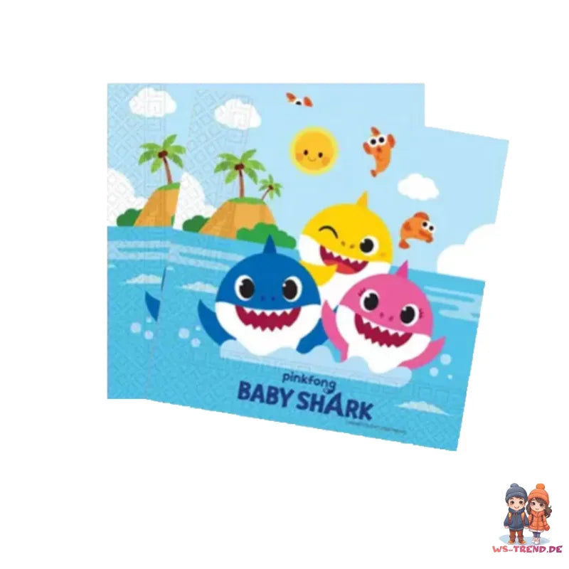 Baby Shark Geburtstag Deko Set 36tlg.Geschirr Partyset - WS-Trend.de Kinder Kindergeburtstag