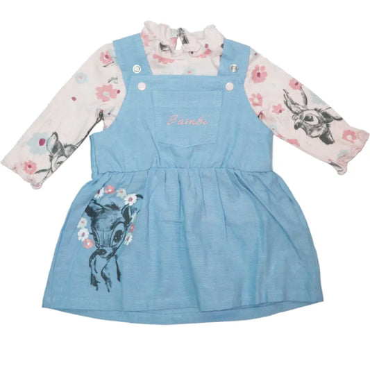 Disney Bambi Baby 2 tlg Set Bluse Kleid 100% Baumwolle - WS-Trend.de Gr. 62 - 92