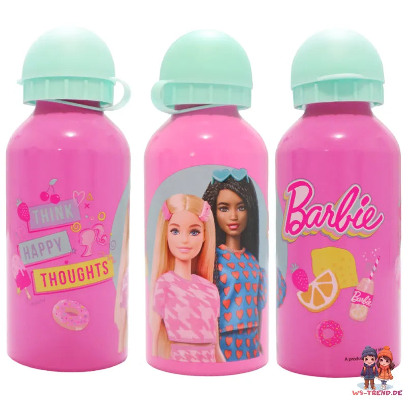 Barbie and Friends 4 tlg Kinder Set Brotdose Aluminium Trinkflasche Besteck - WS-Trend.de
