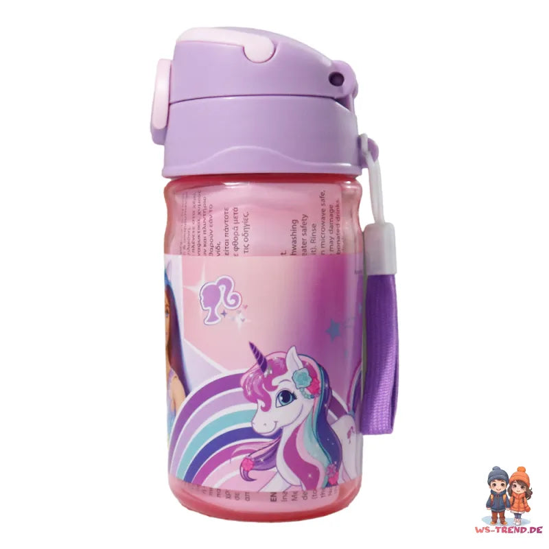 Barbie Kinder Sport Wasserflasche Trinkflasche Flasche Trinkhalm Griff 350 ml - WS-Trend.de