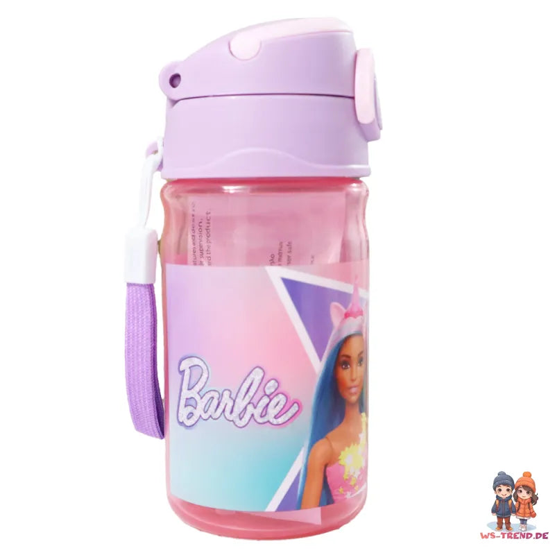 Barbie Kinder Sport Wasserflasche Trinkflasche Flasche Trinkhalm Griff 350 ml - WS-Trend.de