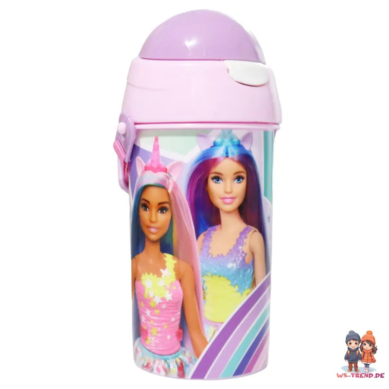 Barbie Kinder Sport Wasserflasche Trinkflasche Flasche Trinkhalm Griff 500 ml - WS-Trend.de