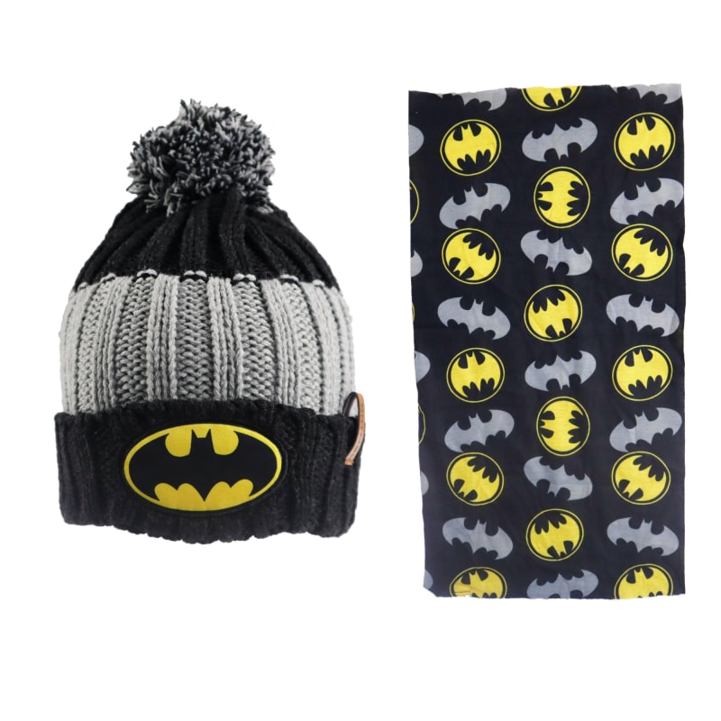Batman DC Comics Kinder 2tlg Set Herbst Wintermütze plus Snood - WS-Trend.de Gr. 52 54
