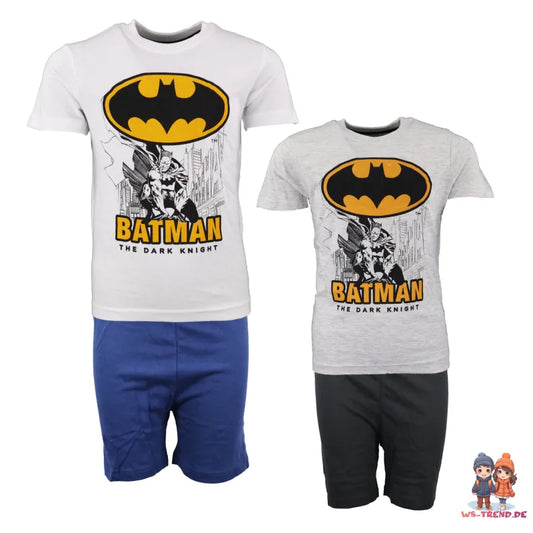 DC Comics BATMAN Kinder kurzarm Pyjama - WS-Trend.de Batman kurz Schlafanzug 104 bis 134 Weiß Grau