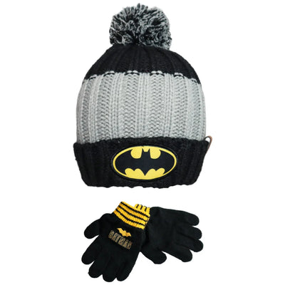 DC Comics Batman Kinder Wintermütze Bommelmütze Handschuhe - WS-Trend.de Gr. 52 54
