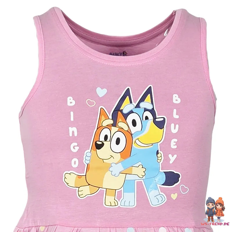 Bluey Bingo Kinder Mädchen kurzarm Kleid Sommerkleid WS Trend.de 92 116 Baumwolle