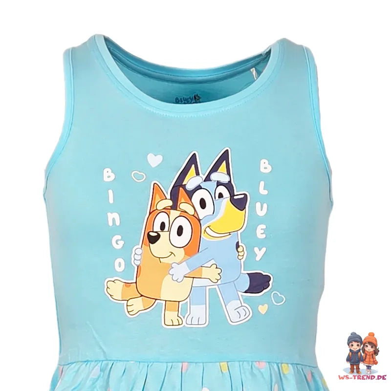 Bluey Bingo Kinder Mädchen kurzarm Kleid Sommerkleid WS Trend.de 92 116 Baumwolle