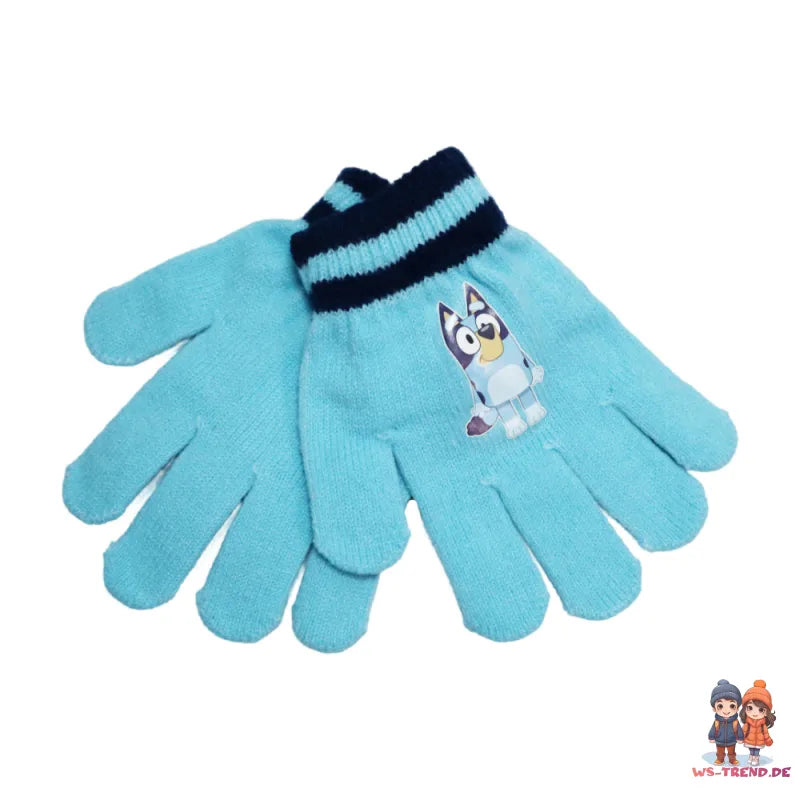 Bluey Kinder Herbst Wintermütze Bommelmütze plus Handschuhe - WS-Trend.de