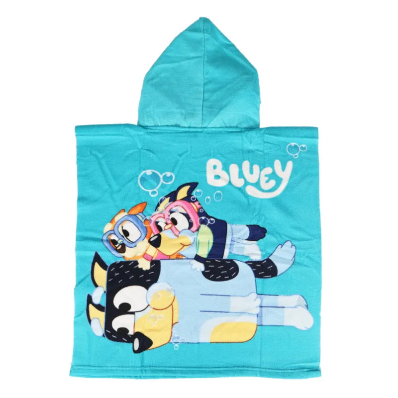 Bluey und Bingo Kinder Mikrofaser Poncho Badeponcho mit Kapuze 55x110 cm - WS-Trend.de