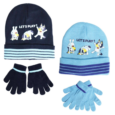 Bluey Kinder Herbst Wintermütze Bommelmütze plus Handschuhe - WS-Trend.de